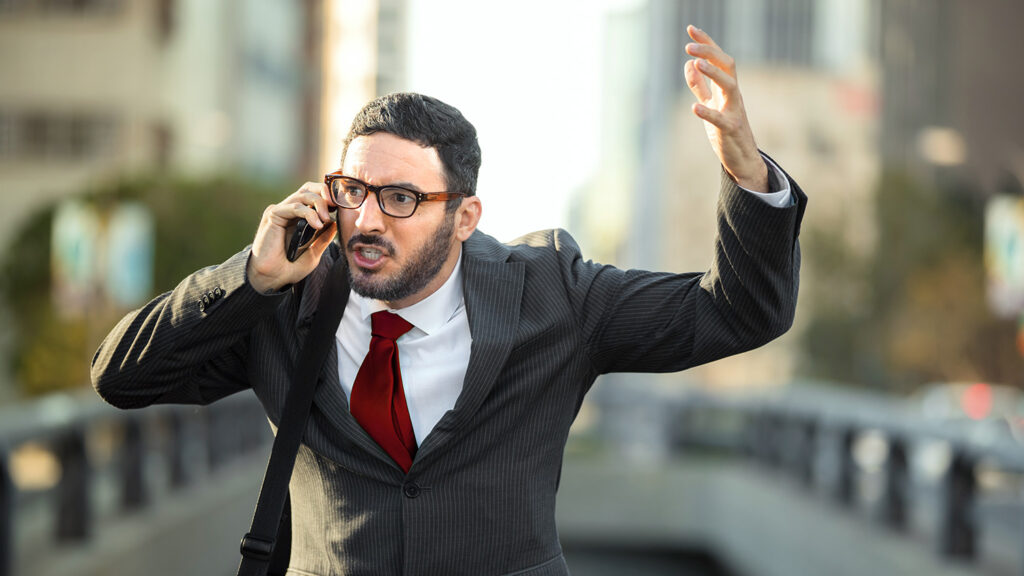 uncivil lawyer yelling on his phone